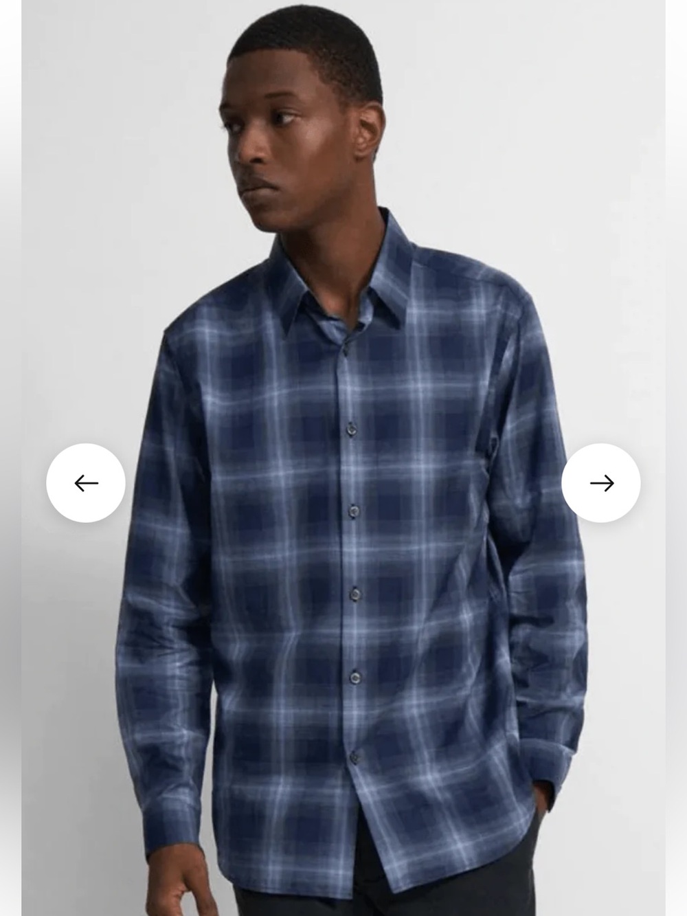 Theory Men's Blue Irving Cotton Plaid Flannel Button-Down Shirt - Size M - NWT